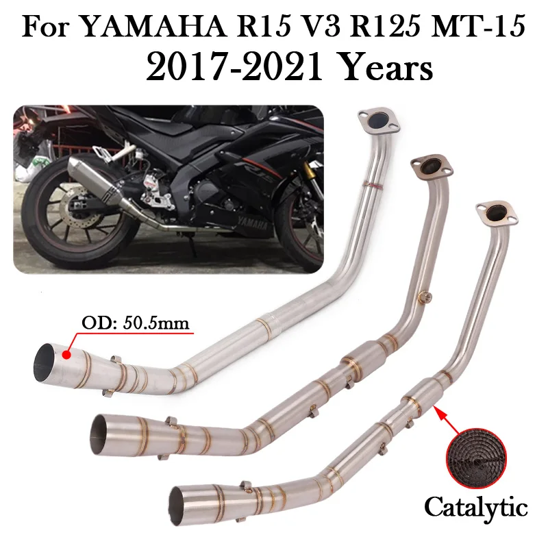 Slip-On For YAMAHA YZF-R15 YZF R15 V3 R125 MT15 MT-15 2017 - 2021 Motorcycle Exhaust Escape Moto Muffler Front Middle Link Pipe