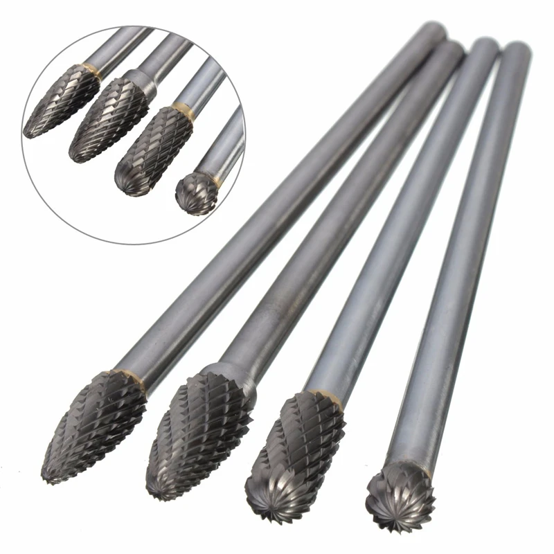 Carbide Rotary Burr Milling Cutter 1/4 Inch Shank 150mm Long Double Cut CNC Engraving Bit For Dremel