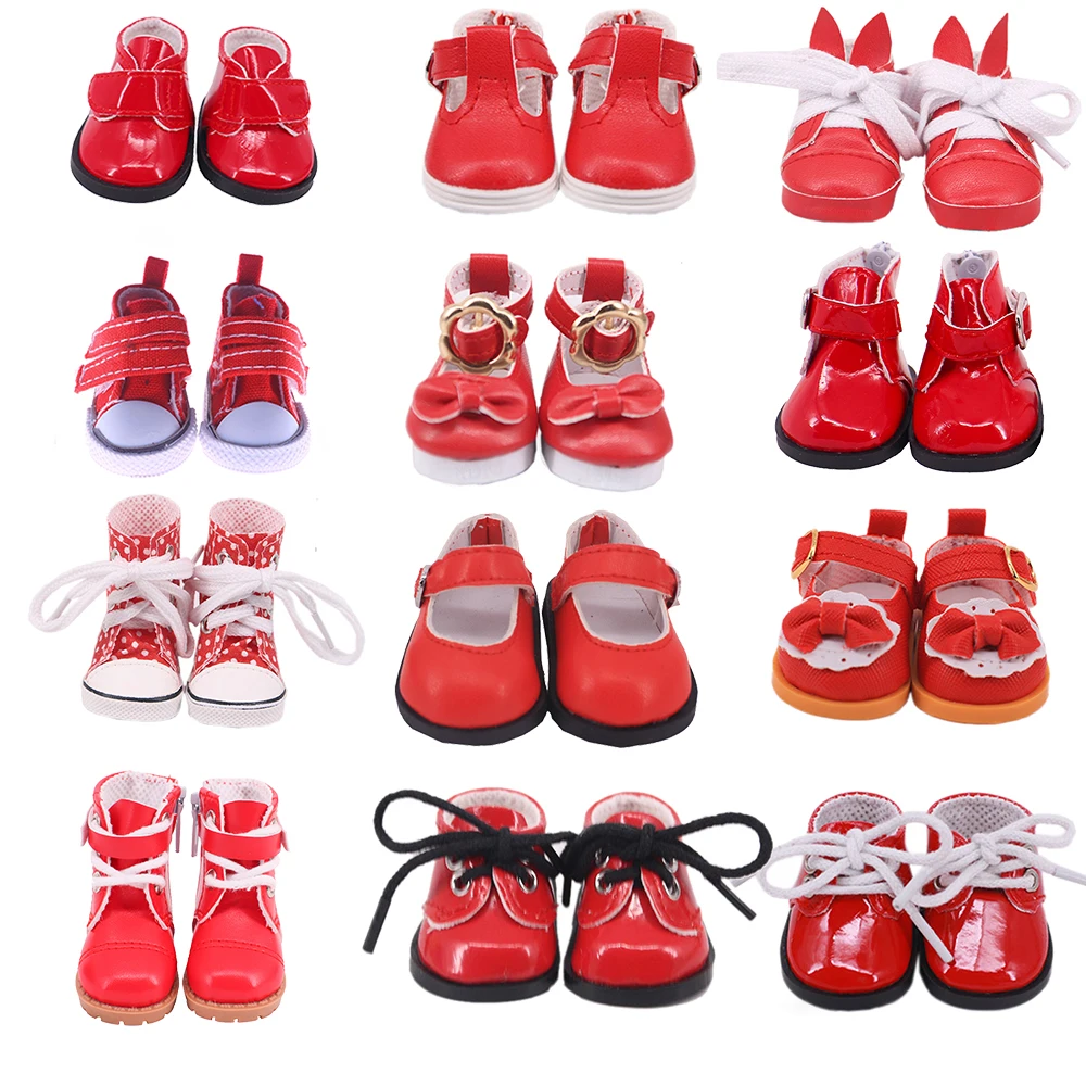 Doll Shoes Boots 5Cm Red Shoes To Choose For 14.5 Inch Wellie Wisher Doll & 32-34Cm Paola Reina Doll Clothes