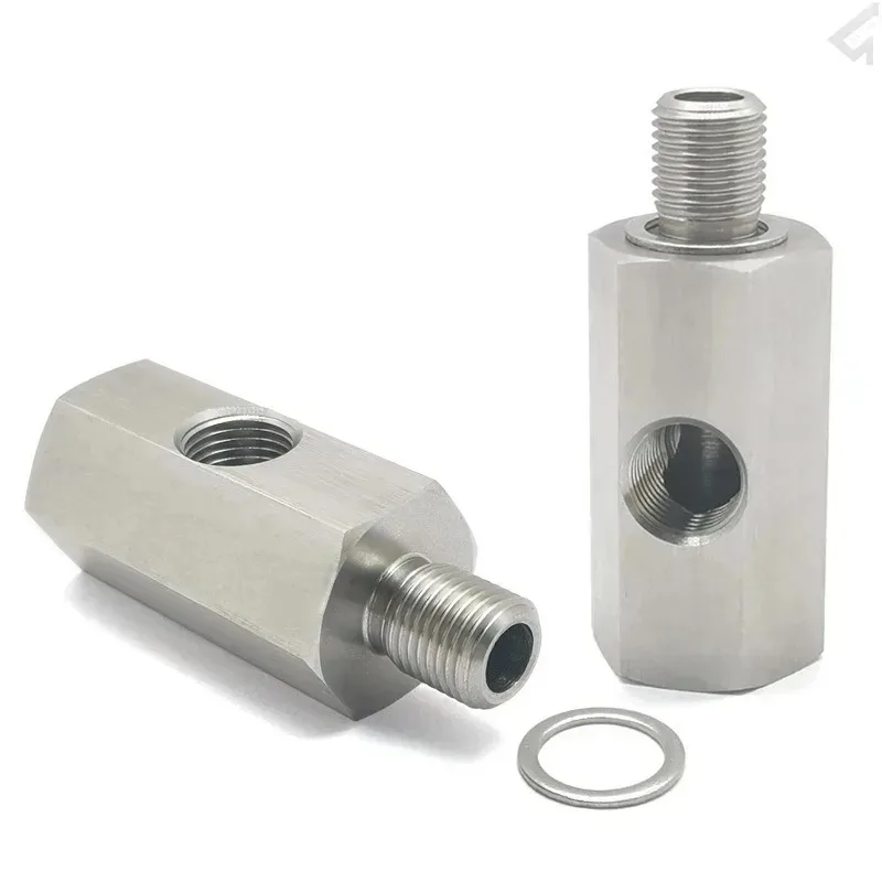 1/8NPT for M10X1 M10X1.5 with Side Hole Car Fuel Pressure Sensor Tee Adapter Feed Line Gauge T Port Fitting -Male Female