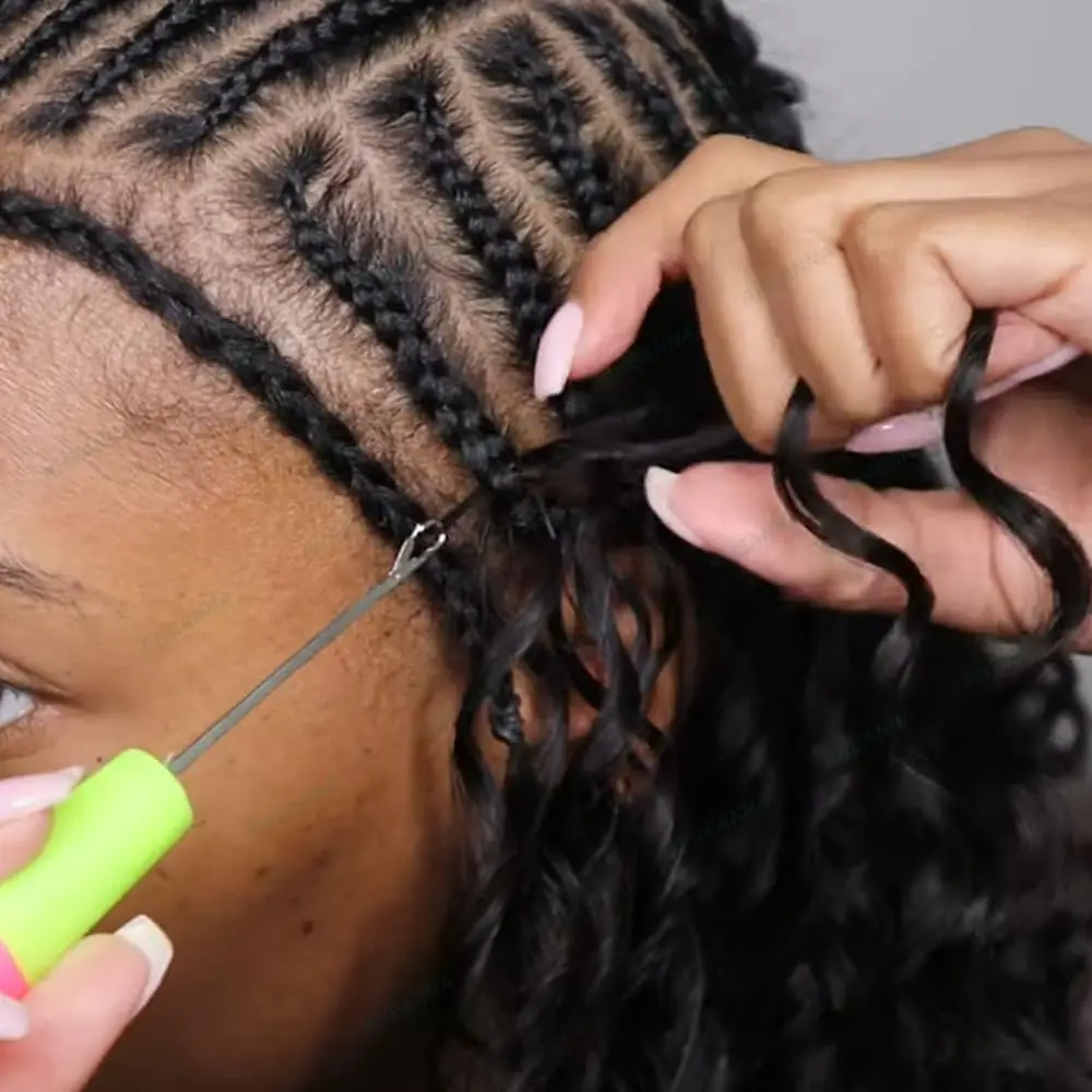 12A غير مرئية مايكرو حلقة اللوالب الصغيرة مجعد الكروشيه الشعر البشري Knotless قبل فصل غريب الضفيرة ريشة الكروشيه الشعر التمديد