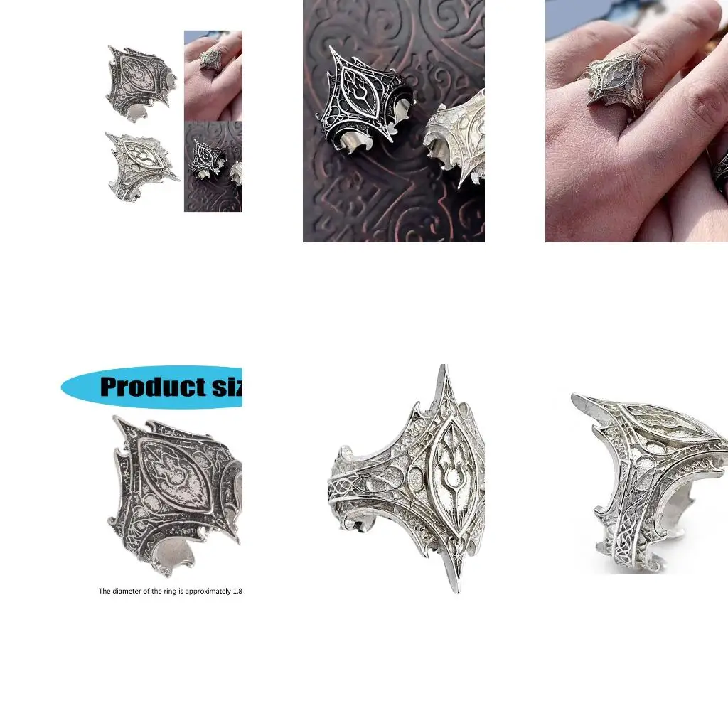  Gothic Artisanal Crafted Adjustable Ring Unique Asymmetrical Detailing Sturdy Alloy For Daily Use Evening Event