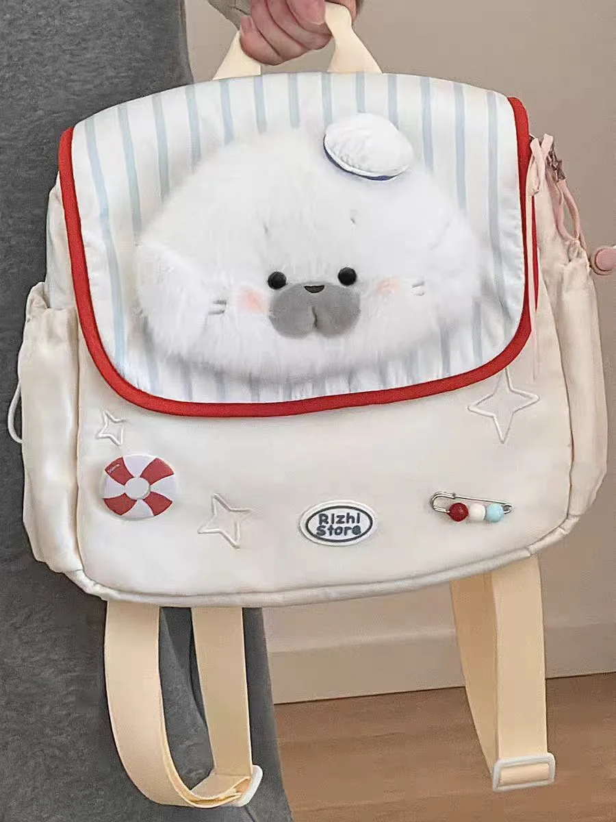 Милый мультяшный рюкзак — школьная сумка большой емкости для студентов |   Универсальная повседневная сумка через плечо с плюшевой куклой