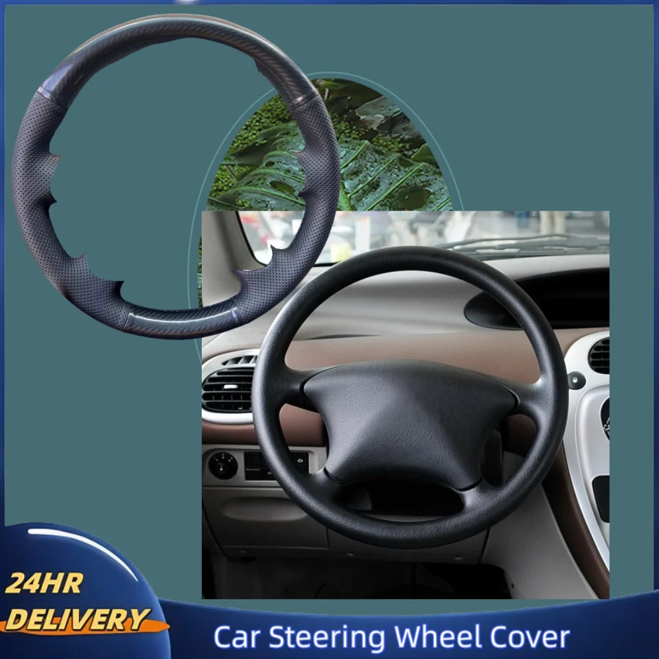 

Customized Hand-stitched Carbon Fiber Genuine Leather Steering Wheel Cover Citroen Xsara Picasso Berlingo C5 Car Accessories