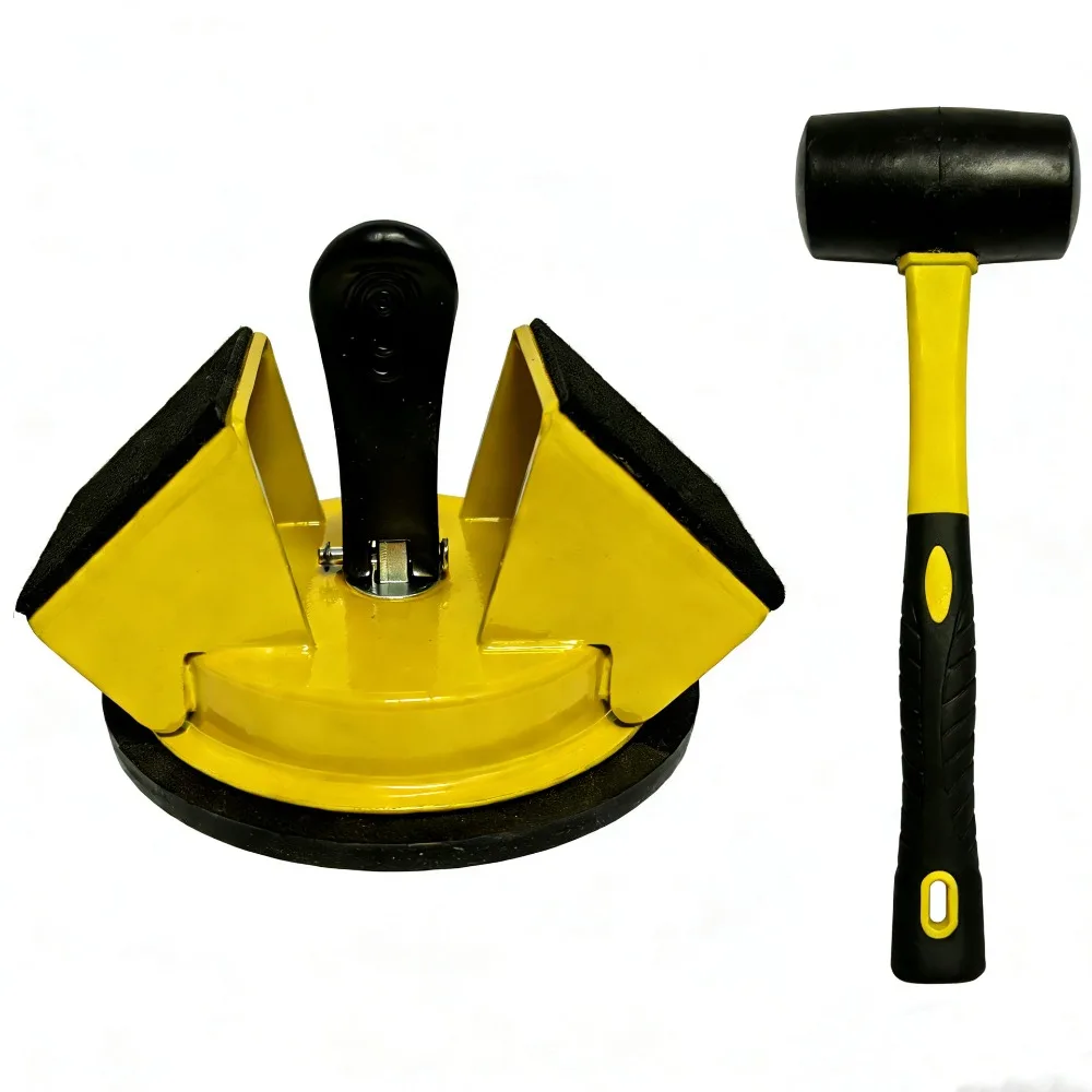 Portable Tile Suction Cup Lifter Suction Cup 45 Degree Suction Cup Floor Lifter with Rubber Hammer Sticky Pads