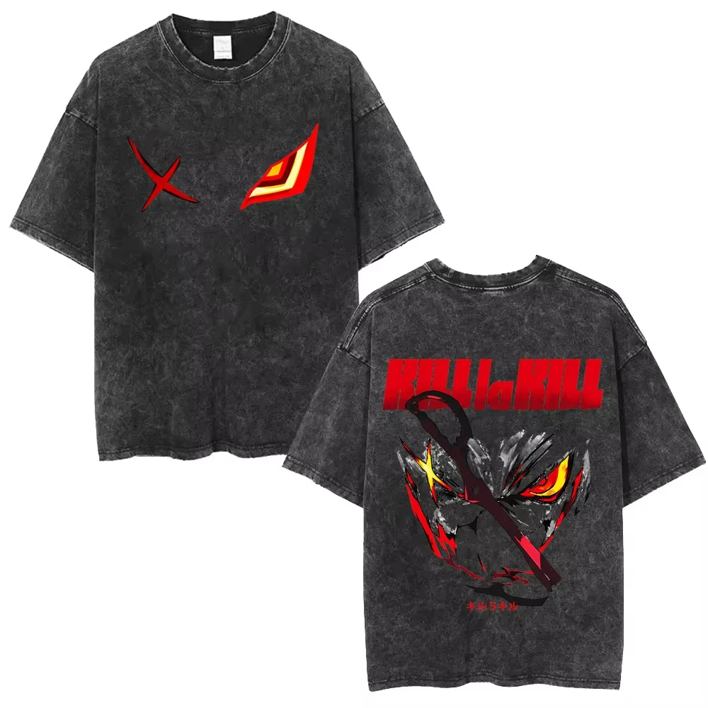 Satsuki Kiryuin Shirt Vintage Washed Unisex Oversized Kill La Kill Streetwear Soft Cotton Short Sleeve Tee Gift Clothing Tops
