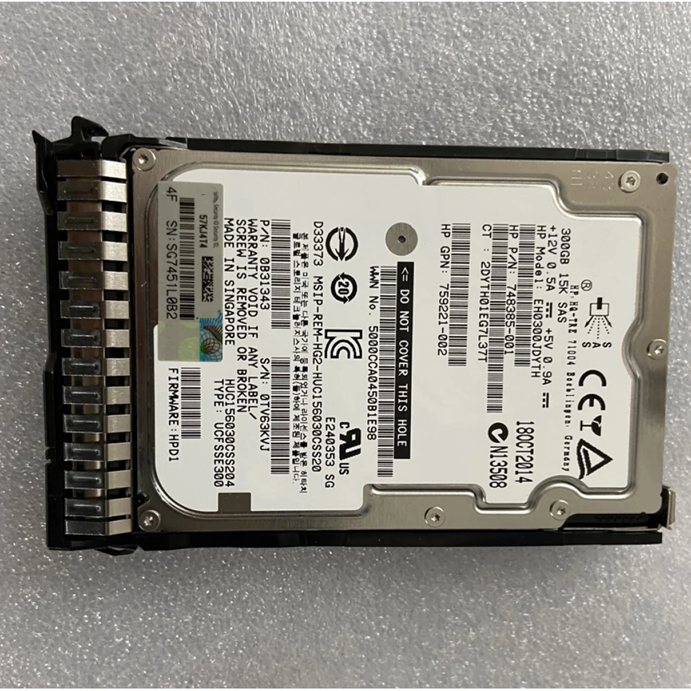 300GB 759208-B21 759546-001 Server Hard Disk 300G SAS 15K 12G 2.5