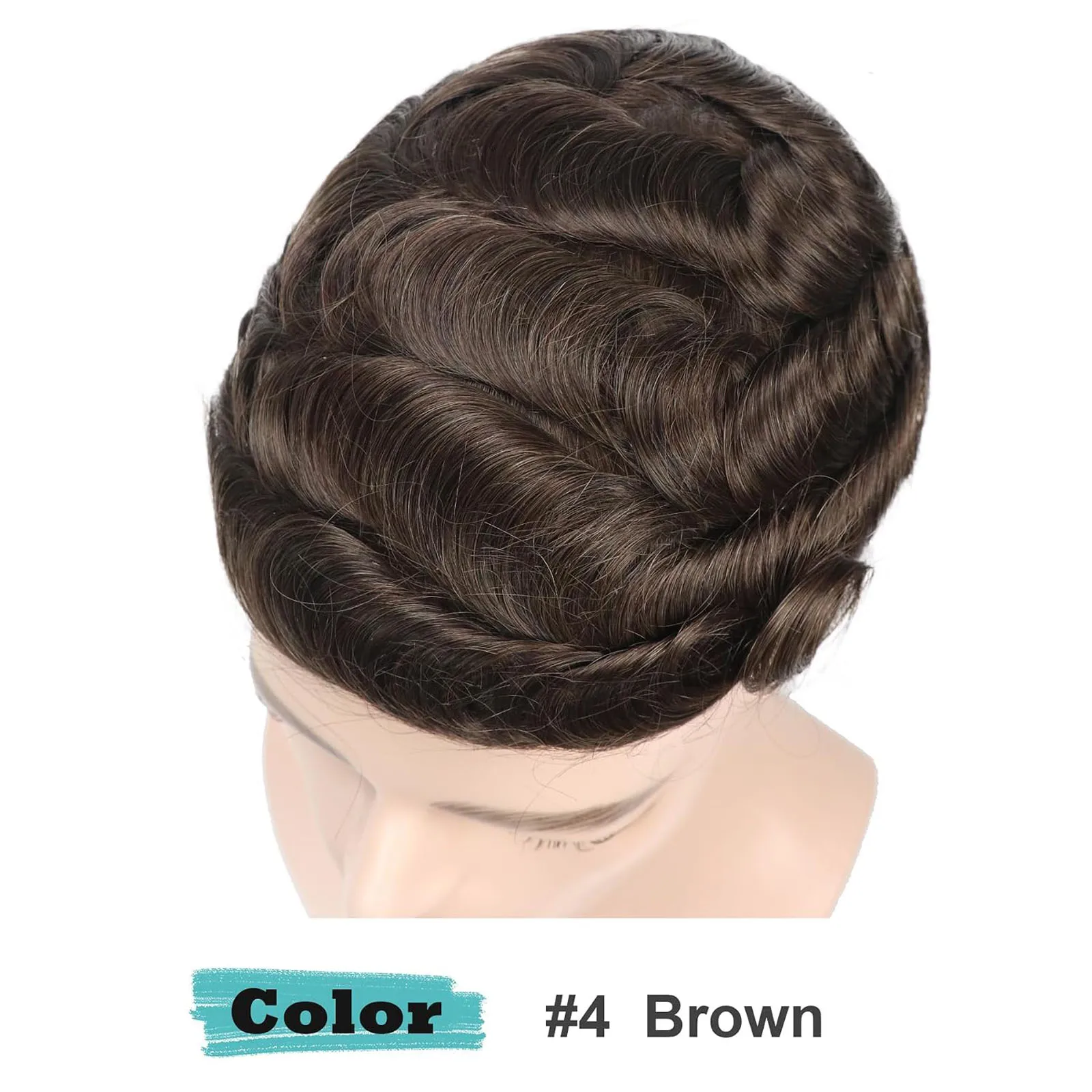 Men's Hair Toupee System V-looped Virgin Human Hair Replacement PU Thin Skin 0.03MM 8x10 Base Size Durable Breathable Toupee System