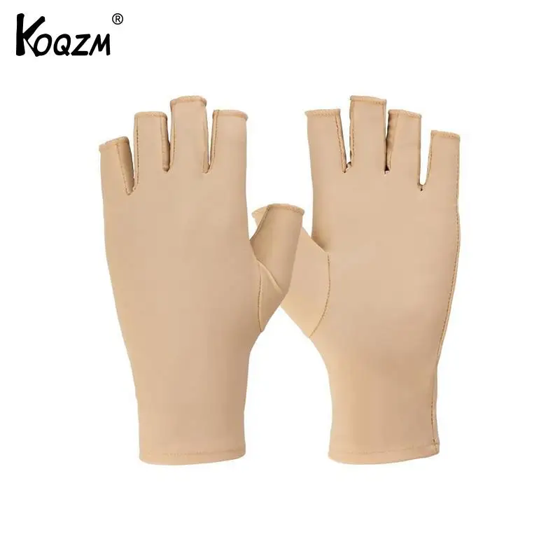 Sunscreen Gloves Women's Elastic Thin Half Finger Exposed Two Finger Outdoor UV Resistant Driving Sports Gloves