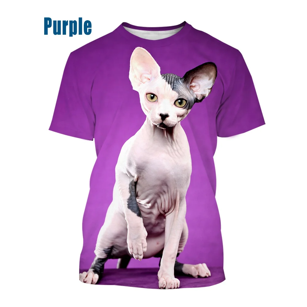 2022 Fashion New Cute Sphynx Cats 3D Print Casual T Shirt Fashion Men Women Short Sleeve Top