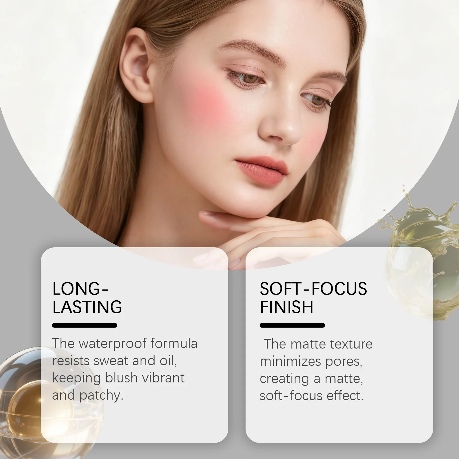 Matte Blush Powder Monochrome Palette Natural Flush Soften Silky Peach Color Face Contour Long Lasting Waterproof Cheek Makeup