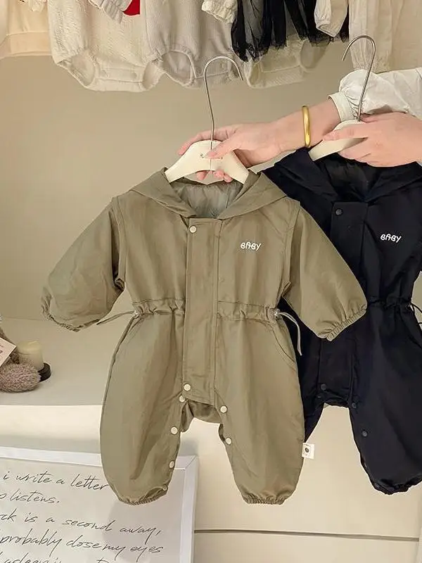 

Adorable Baby Outfit Spring Autumn Korean Sle Hooded Overall Jaet Long Sve round Ne Other Material ex Outdoor Cl...