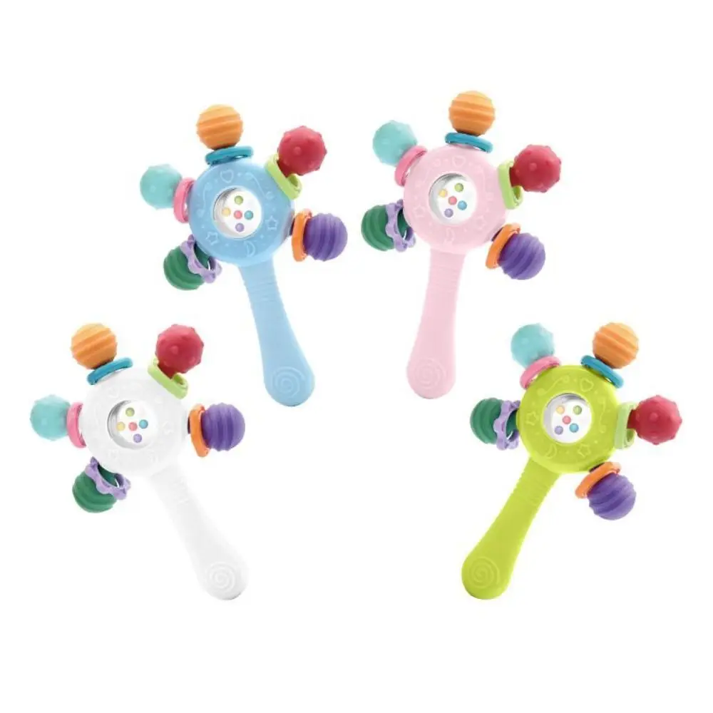 

BPA Free Baby Sensory Teething Choke Proof Design Grip Strengthening Handle Chew Toy Rattle Stick for Hearing Teeth Development
