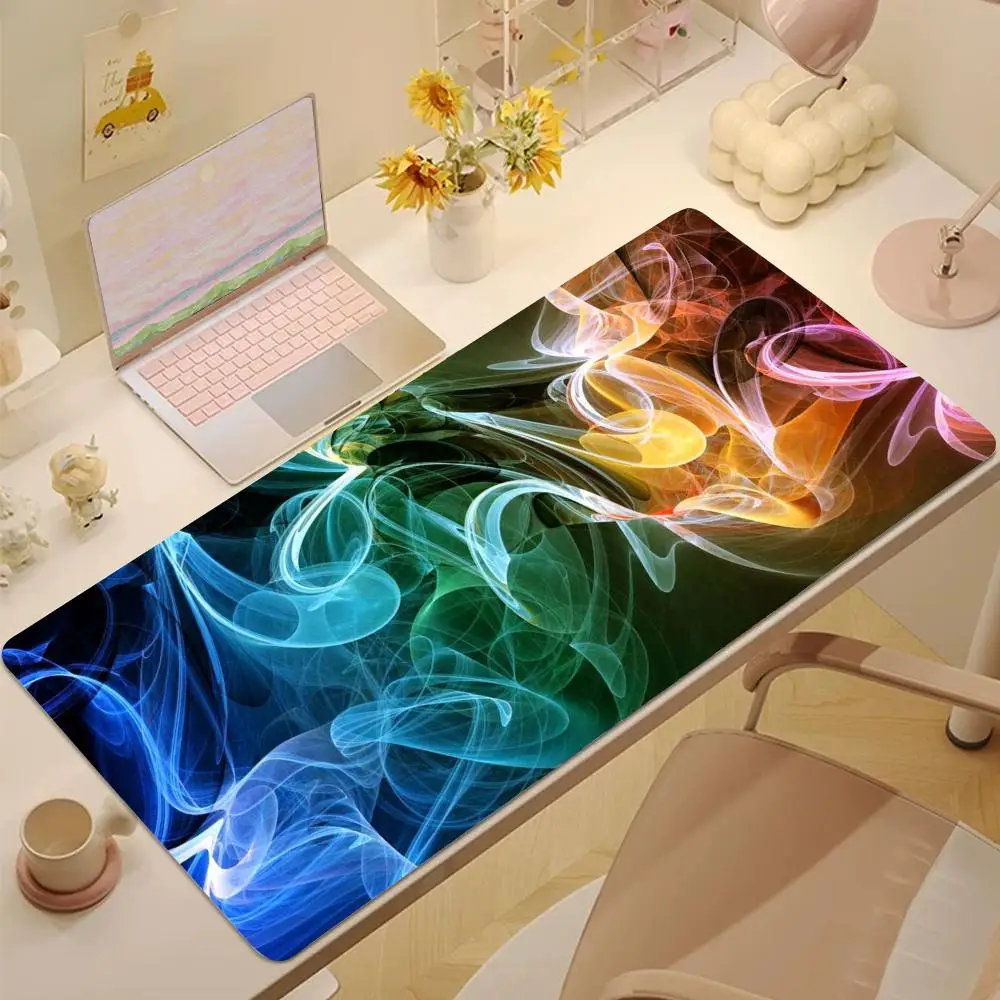 

colored smoke Mouse Pad Tablet mouse Pad Laptop xl desktop mouse pad, cute HD Rainbow Gaming keyboard pad, csgo Player, 90x40