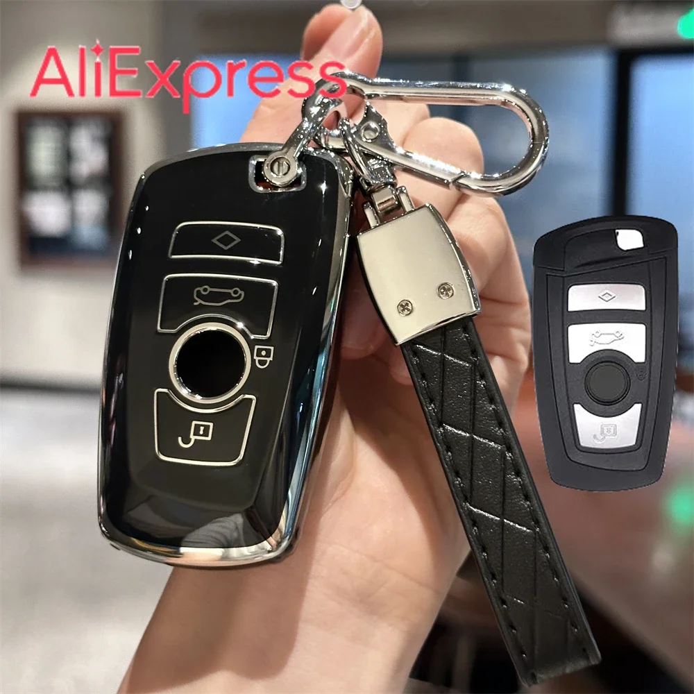 

Key Fob Cover With Car Keychain Lanyard For BMW 1 2 3 4 5 6 7 Series M5 M6 X3 X4 Keyless Accessories