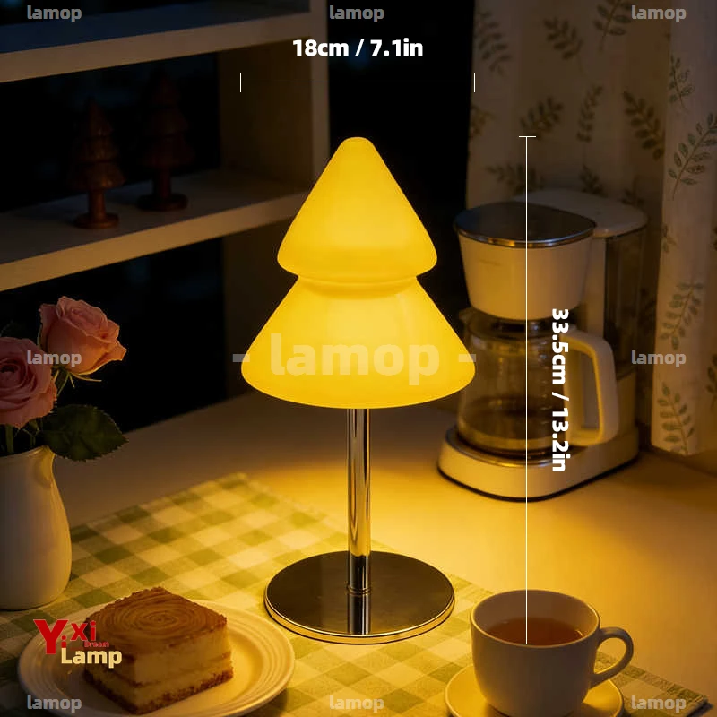 Murano Glass Double Layer Cone Table Lamp Gentle Ambient Glow Retro Mid-century Lamp For Study Corner Guest Room Desktop Layout