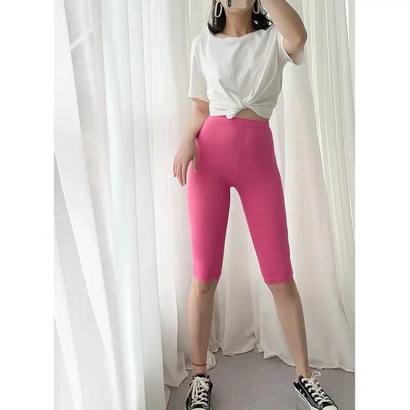 95% Cotton 5% Spandex Nữ Giảm Béo Chạy Quần Skinny Rất Mềm Mại Cao Co Giãn Gái Chân Ngắn