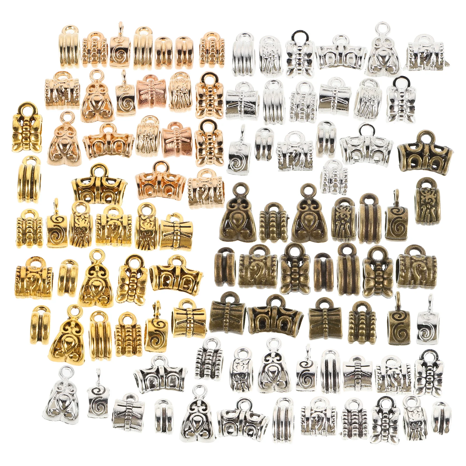 

100Pcs Alloy Three Way Pendant Connectors Multi Color Metal Spacer Bail Beads Charm Hanger Clasps Links for DIY Jewelry Making