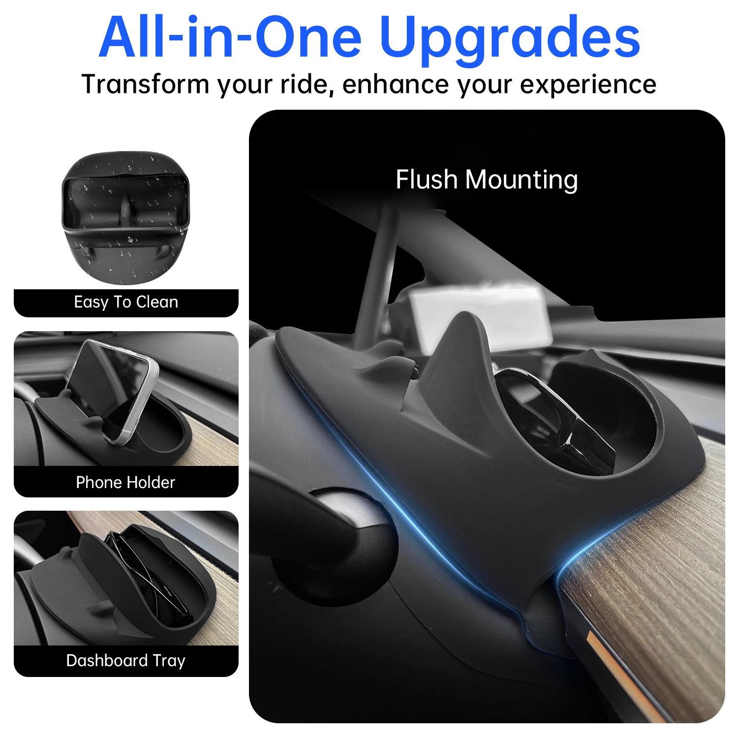 Steering Wheel Front Storage Box For Tesla Model Y/3 Silicone Phone Holder Dashboard Sunglasses Storage Box Car Accessories