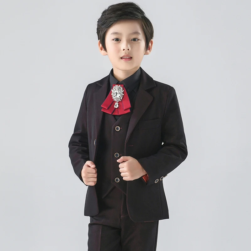 

Spring Autumn Boys Suit Blazer Pants Vest Shirt Kids Wedding Party Performance Clothes Children Formal Tuxedo Suit Set