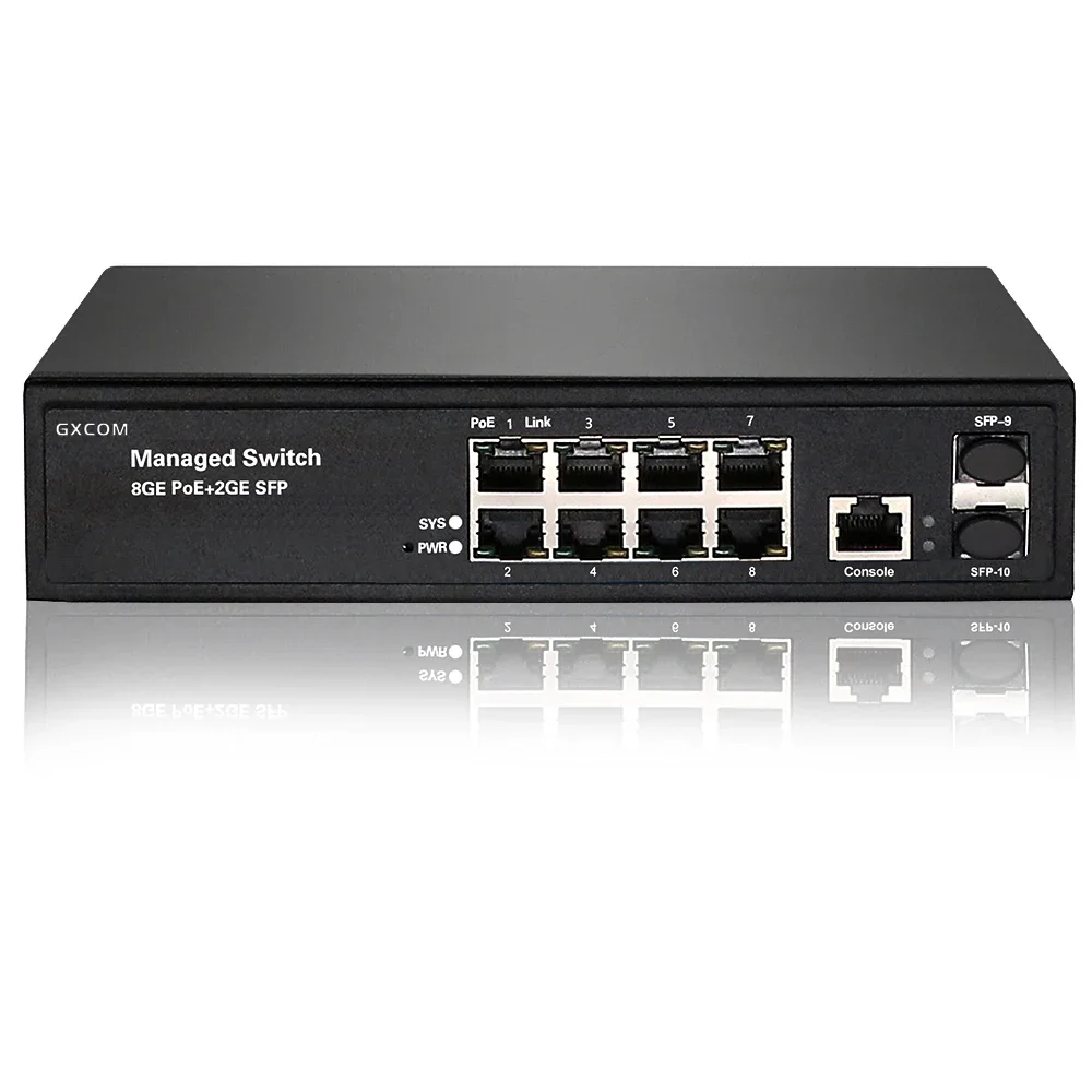 8 port gigabit+2 SFP uplink 10port igmp poe 1000M managed poe ethernet switch for hikvision IP camera