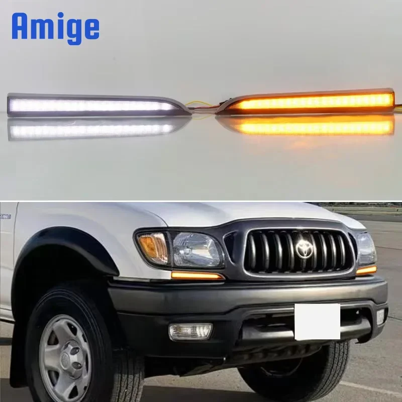 

Car LED DRL 12V Daylights For Toyota Tacoma 2001-2004 Yellow Turn Signal Daytime Running Headlamps Auto Driving Lamp Foglamps