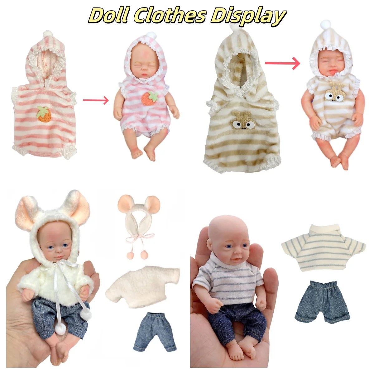 9 Styles Lovely Bebe Reborn Clothes Sets for 4-6Inch(10-15cm) Reborn Dolls Cute Outfits Soft Touch Quality For Doll's Gift