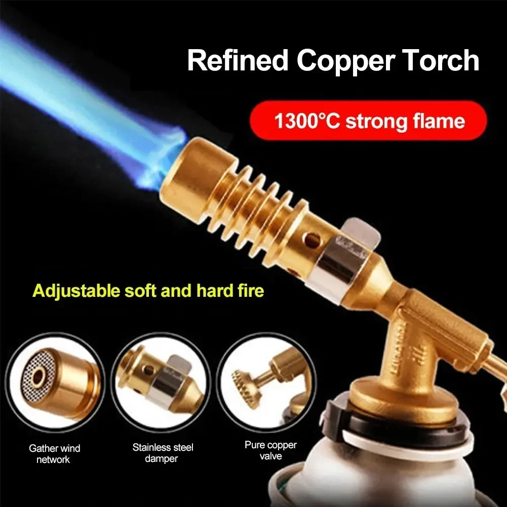 Portable Welding Torch Gas Burner Portable Flame Gun Butane High Temperature Welding Gas Lighter Torch Outdoor Camping BBQ Gas