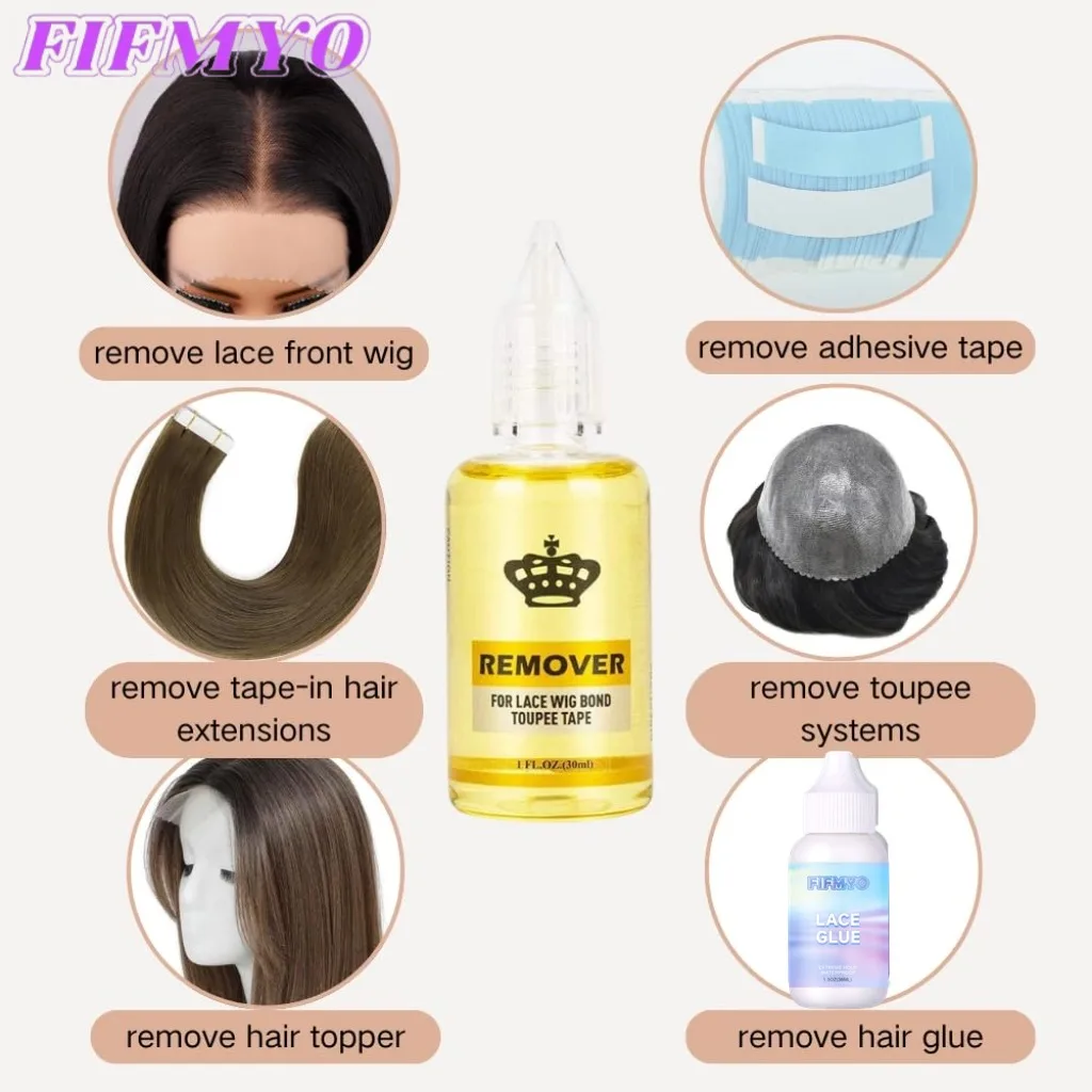 30 مللي مزيل أصفر للشعر المستعار الدانتيل شريط لاصق لاصق واضح مزيل المذيبات لصالون أو مزيل المنزل لنظام غراء شعر مستعار #6