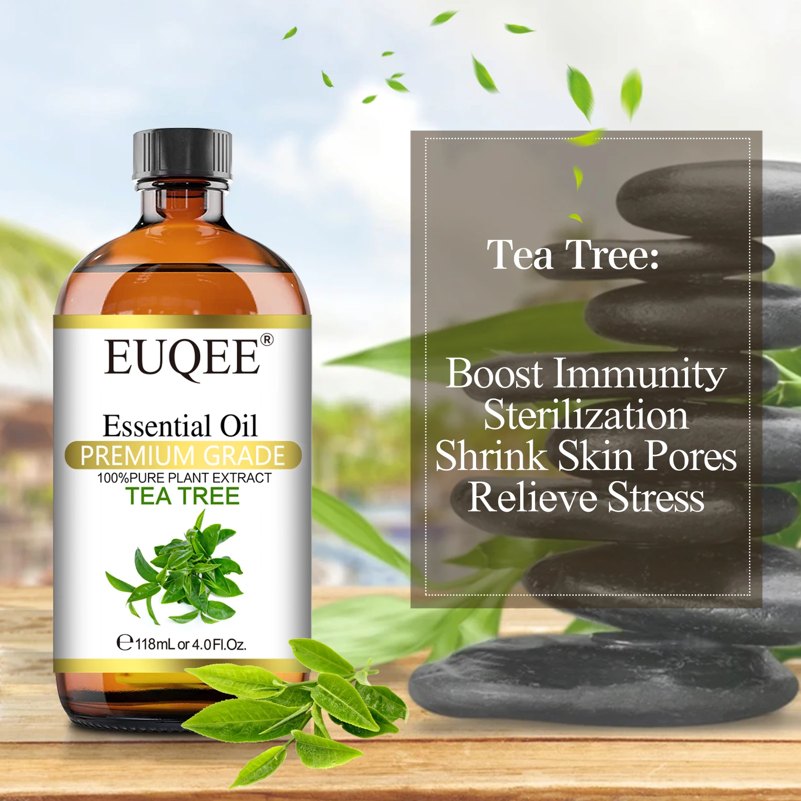 EUQEE 118ML Lavender Jasmine Eucalyptus Vanilla Peppermint Essential Oils with Glass Dropper|Aromatherapy, Humidifier,DIY Soap