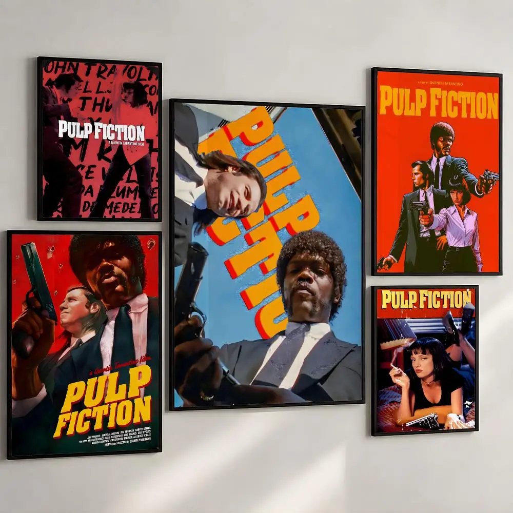 Film Pulp Fiction Tarantino Crime Poster PP Wall Art Print Removable Water-Resistant Home Decor for Bedroom Apartment Gift
