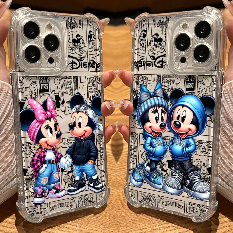

Disneys Fashion Mickey Minnie Phone Case Clear For iPhone 17 16 14 15 11 12 13 Pro Max 16E 15 Plus 17 Air Soft Shockproof Cover