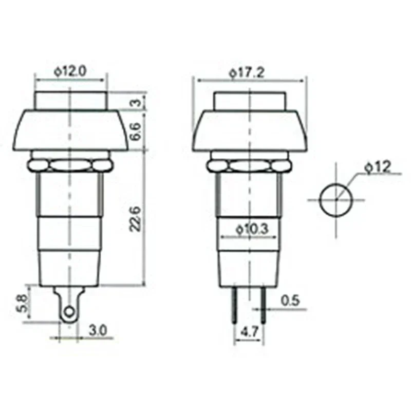 6PCS Momentary Pushbutton Switch 3A 250V AC 12mm