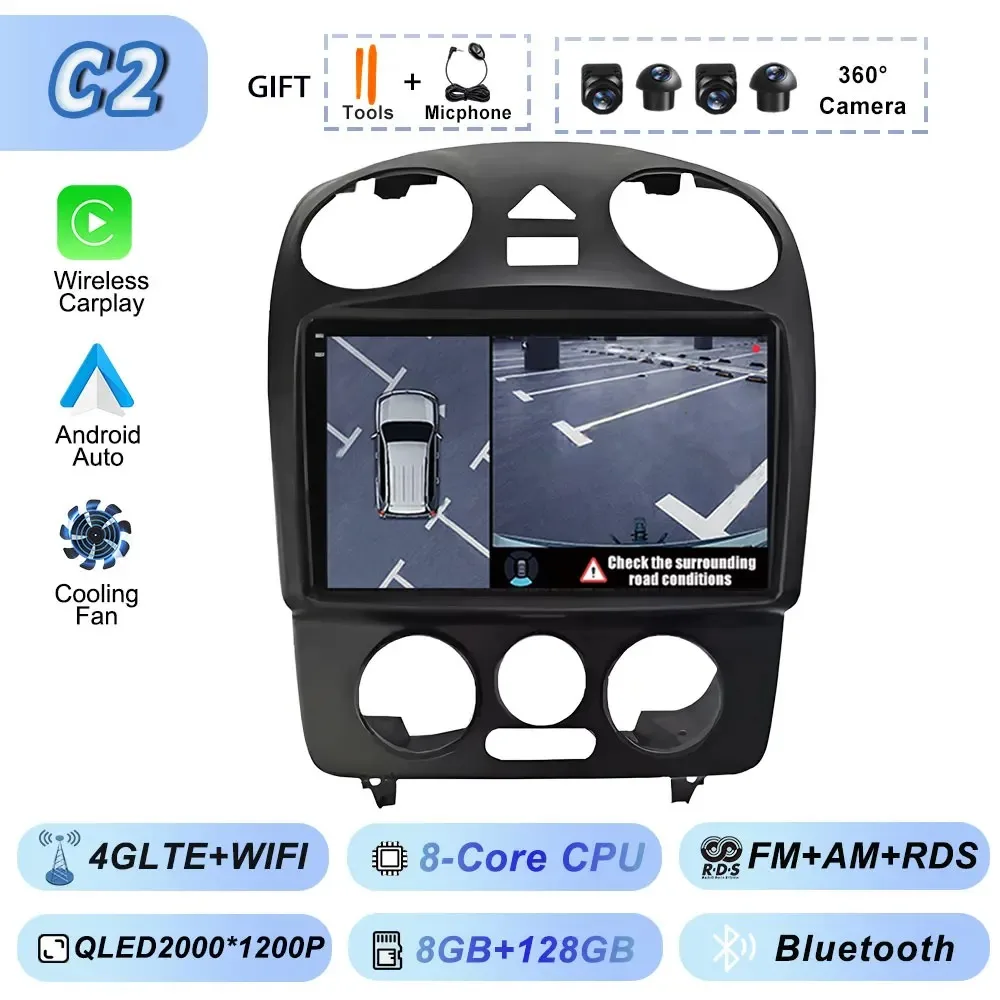 Carplay Auto Android Srereo Android 15 voor VW Volkswagen Kever 2000-2012 Auto Video Radio Multimedia GPS Navigatie Speler DVD - afbeelding 1