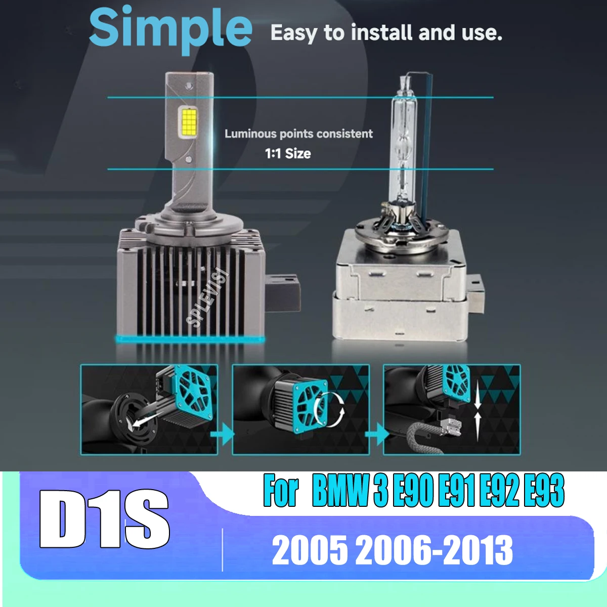 

D1S LED White Headlight directly fit into your original HID ballast For BMW 3 E90 E91 E92 E93 2005 2006 2007 2008 2009 2010-2013