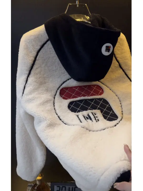 

Новая модная роскошная хлопковая куртка 2025 года с капюшоном из овечьей шерсти для мужчин и женщин, повседневная одежда, подкладка из полиэстера