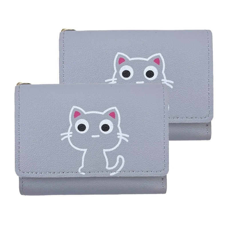 2pcs Little Pattern Short Wallet for Women Portable and Convenient Card Case Cash Pockets Coin Purse