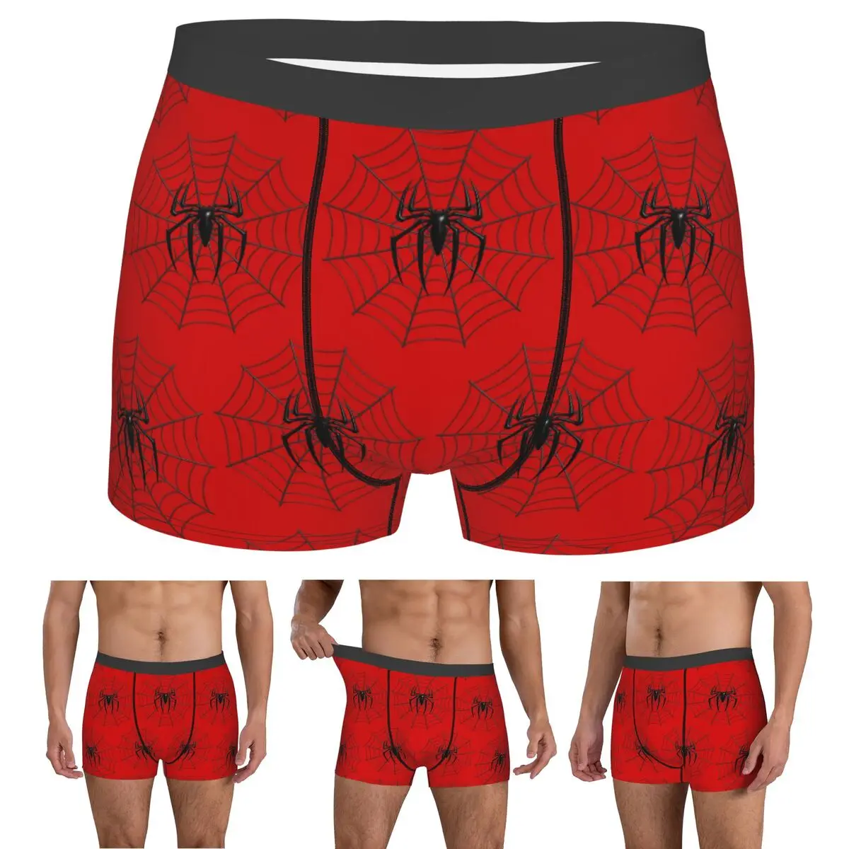 Boxer Underpants Shorts Spider And Web Panties Male Comfortable Underwear for Homme Man Boyfriend Gift
