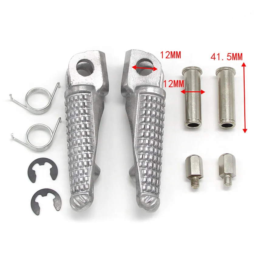 Silve Front Footrests Foot Pegs For Kawasaki Z750R 2011-2012 ZX600 Ninja ZX6RR ZX6R ZX636 ER650 ER6N 34028-0059 L 34028-0002 R