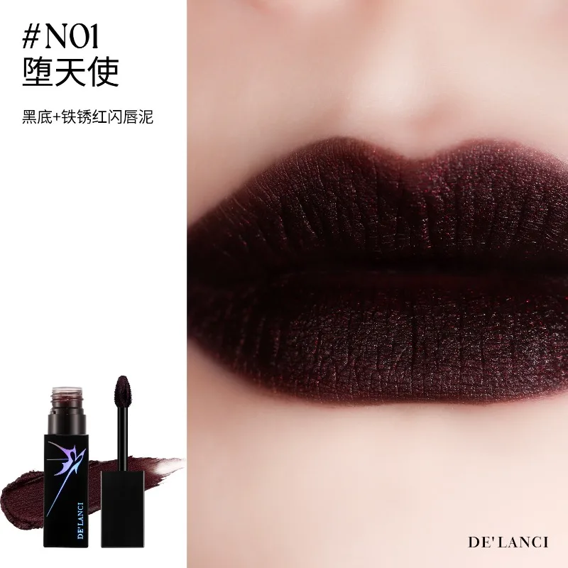 DE'LANCI Lip Mud & Shiny Lipgloss Creamy Velvet Liquid Lipstick,High-Shine Sparkle Long-Lasting Lip Makeup 9g Korean Makeup
