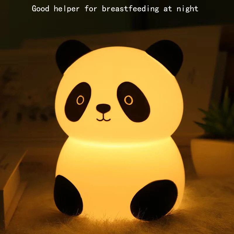 Panda Portable Night Light, Silicone Bedside Children's Sleeping Light, Valentine's Day Gift Rainbow Night Light