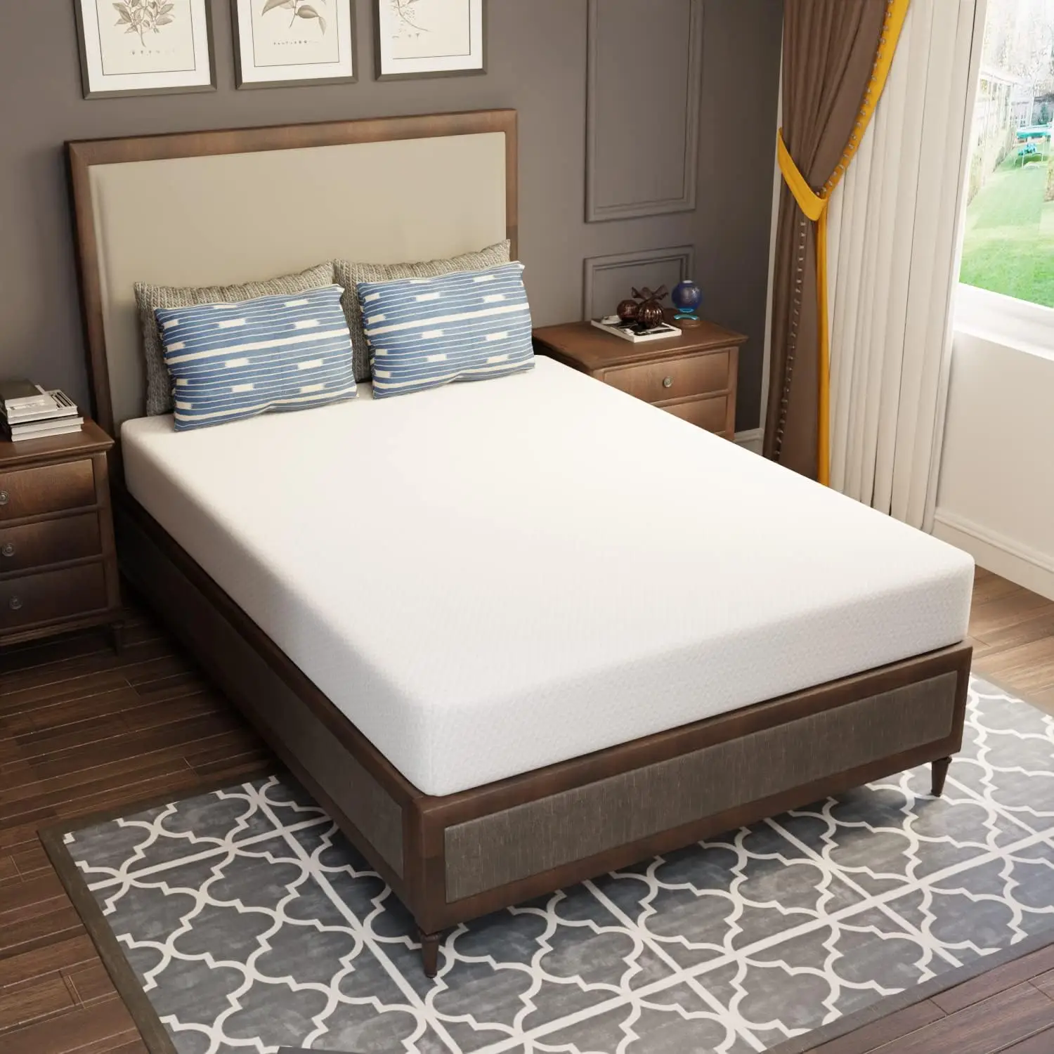 

8 inch Memory Foam Mattress Cooling Gel Green Tea Infused Mattress,Fiberglass Free,Sleep Supportive & Pressure Relief