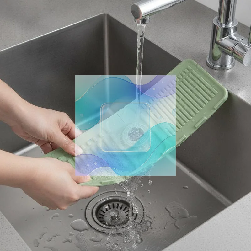 Faucet Drain Mat Non Slip Quick Drying 1/2Pcs Splash Protection Pad for Bathroom Kitchen Sink Countertop Water Catcher