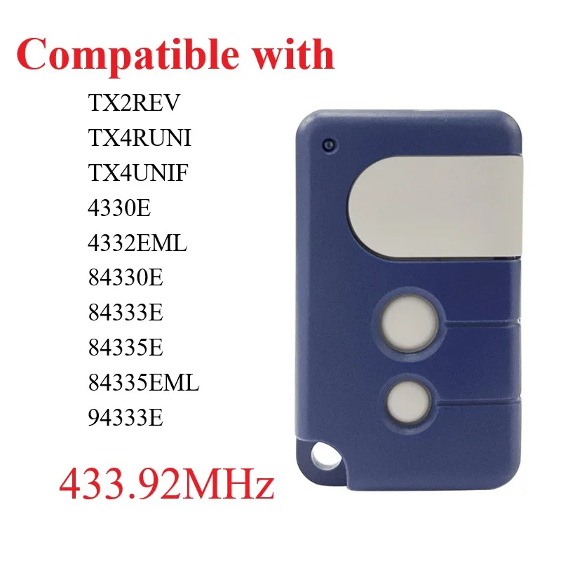 TX2REV TX2EV TX4UNIS TX4RUNI 84335E 4335E Control remoto de garaje para abridor de portón Maestro de elevación, Comando de puerta de garaje de 433,92 MHz