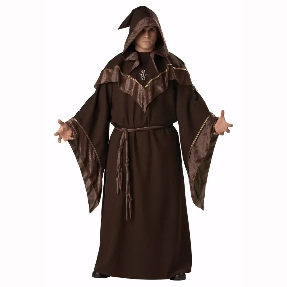 Déguisement de Magicien Gothique pour Homme, Costume d'Halloween Cosplay, à Capuche, de Pasteur Vampire, Habillage de ix