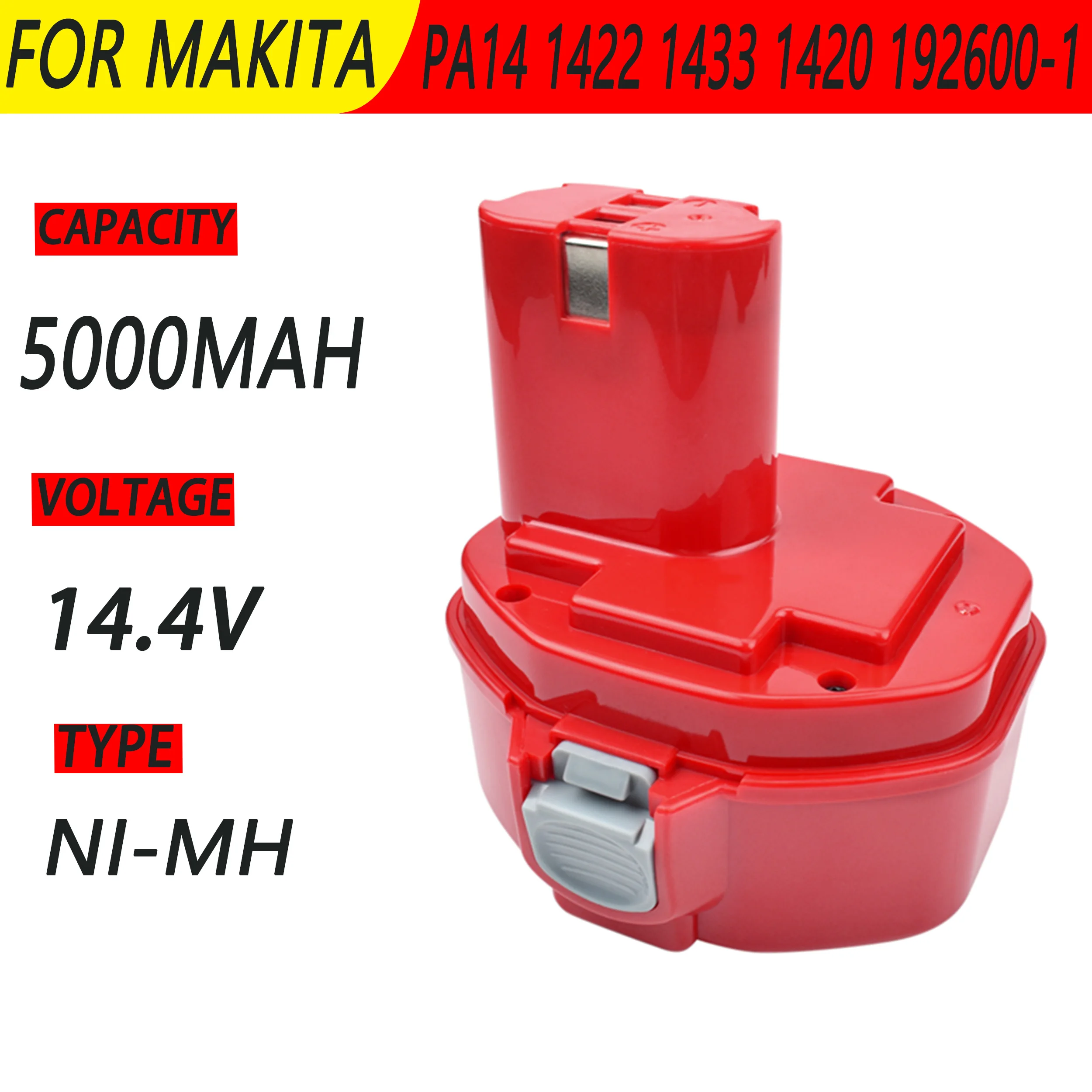 

For Makita PA14 14.4V 5000mAh NI-MH Replacement Battery 1422 1433 1420 192600-1 6281D 6280D 6337D Rechargeable Batterie