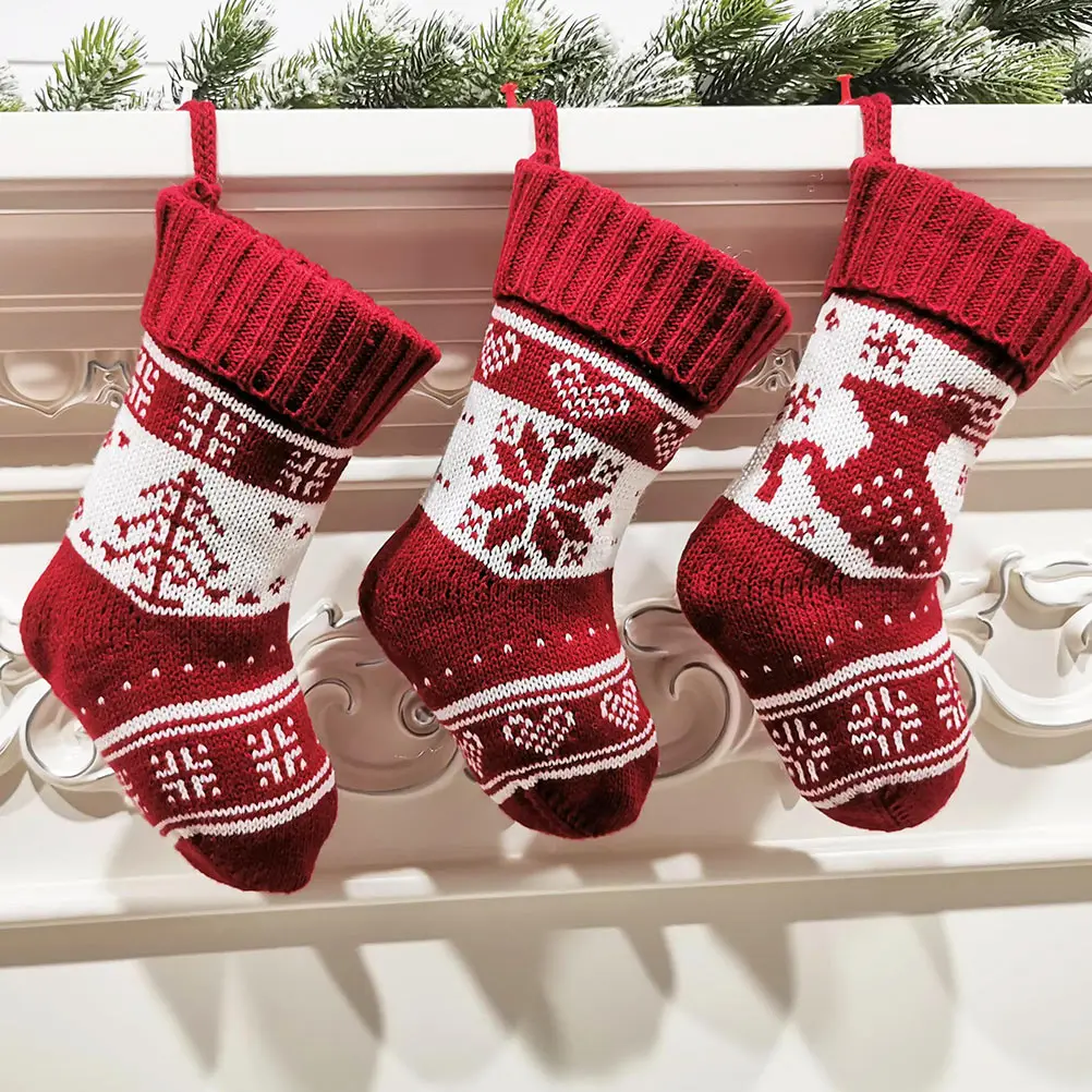 

Christmas Decorations Stockings Present Packing Bag Sock Xmas Pouch Gift Sack Ornament Holder Festival Candy