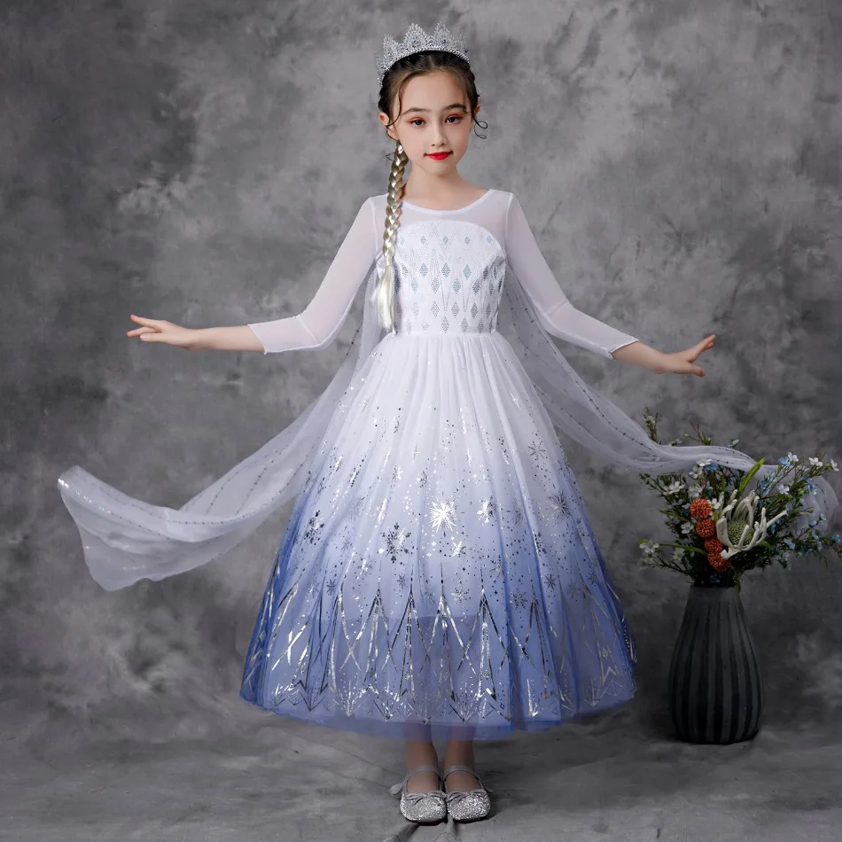 Prinzessin Pailletten Kleid für Mädchen Schnee königin Fotografie Cosplay Kostüm für Kinder Elsa Party Kleider Kind Pailletten Tüll Vestido