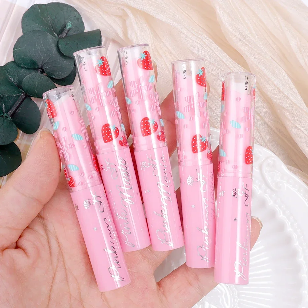 Lápices labiales rosas naturales, cambio de Color con la temperatura, bálsamo labial de fresa, hidratación duradera, antisecado, Reduce las líneas de los labios, brillo de labios