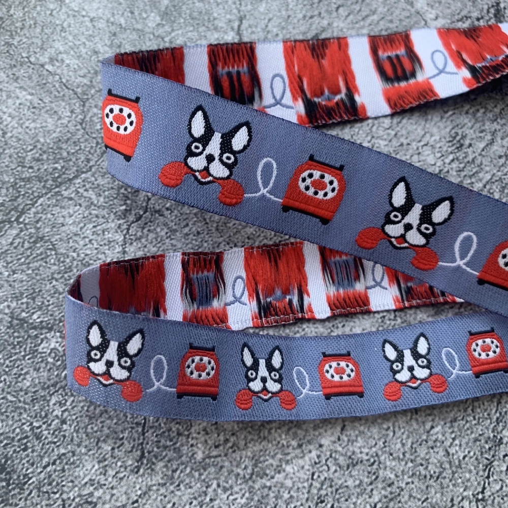 10 Meters 7/8 And 5/8 Inch 22MM 16MM A Puppy That Can Talk On The Phone Cartoon Computer Jacquard Ribbon